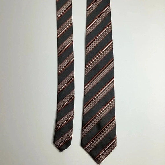 2/$30 LE CHATEAU Grey Woven Silk Stripe Tie Eclectic Grandpa - Picture 5 of 12